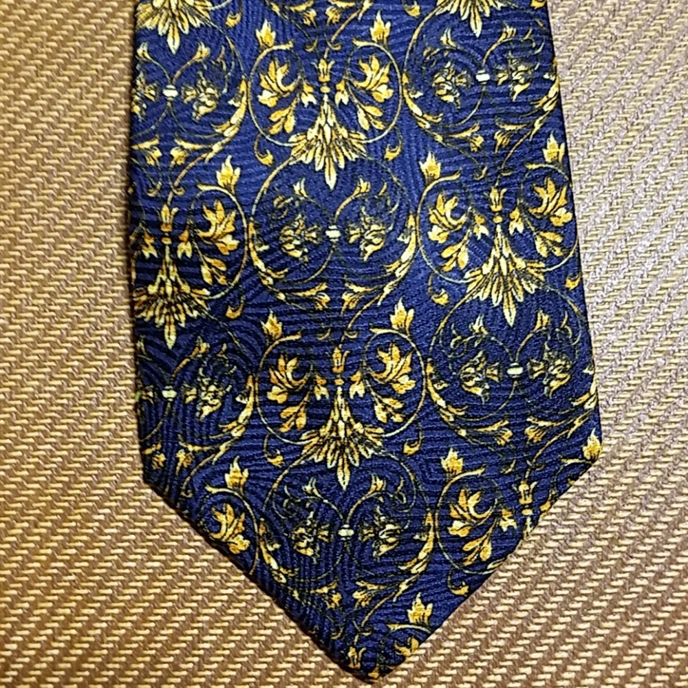 Gianni Versace Blue Gold Pattern Vintage Tie
